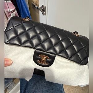 Chanel Small Classic Flap lambskin with Rosegold Hardware